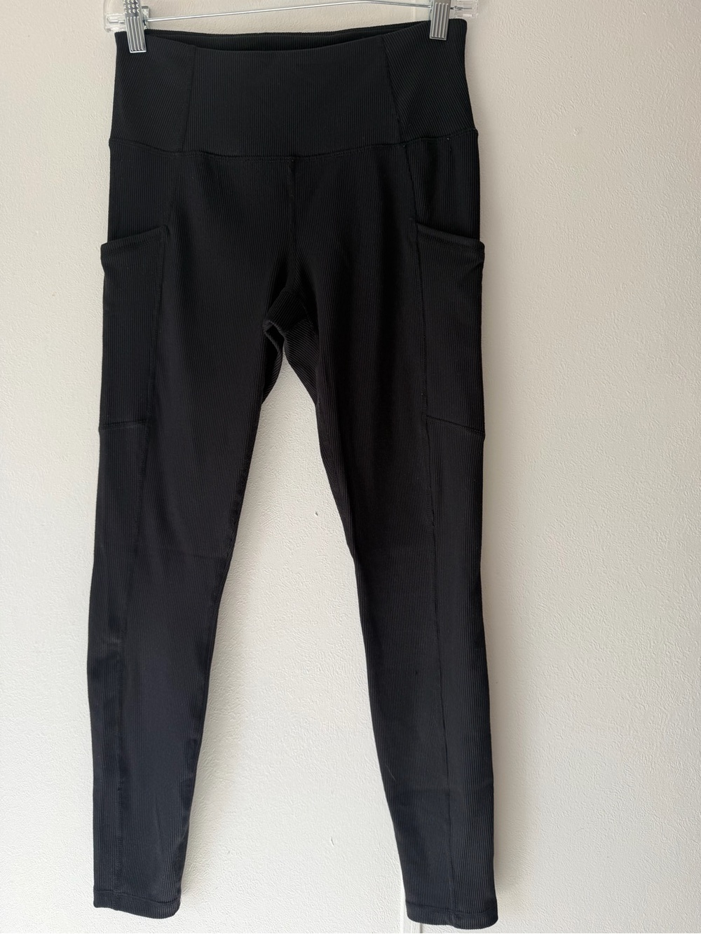 Lukka ·lux Women's Black High Rise Ankle Leggings Pockets Ribbed Stretch S